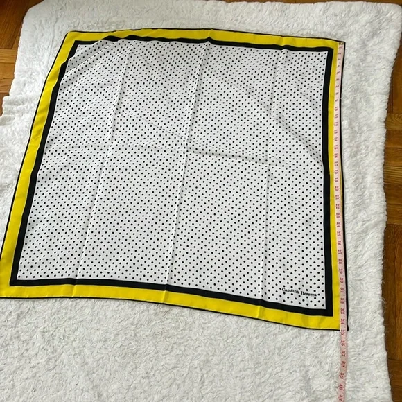 Carolina Herrera Yellow and Black Polka Dot Scarf - Picture 9 of 12